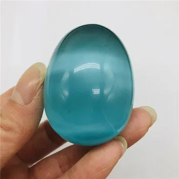 Veľká Veľkosť Modrá Mačacie Oko Kameň Vajcia v Tvare Vzor Drahokam Krištáľovo Liečenie Reiki Prírodné Kamene a Minerály