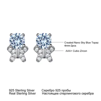 UMCHO Pevné 925 Sterling Silver Stud Náušnice Pre Ženy Modrý Drahokam Svadobné Motýľ Kórea Náušnice Jemné Šperky 2018 Nové