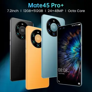 Globálna Verzia 7.2 Palcový Full Displej HUAWE Mate45 Pro+ Smartphone Octa-Core 5000mAh 8GB 256 GB 4G LTE 5G Siete Mobilný Telefón