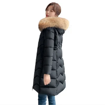 Zimné nová žena bunda 2020 Módne Žena oblečenie Strednej dĺžky Slim-fit kabát s veľkým kožušiny golier žien dole látková bunda