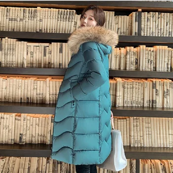 Zimné nová žena bunda 2020 Módne Žena oblečenie Strednej dĺžky Slim-fit kabát s veľkým kožušiny golier žien dole látková bunda