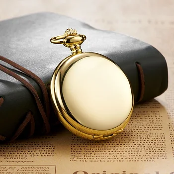 Luxusné Zlaté Módne Ručné Navíjanie Mechanické Mužov Vreckové hodinky Priehľadný Zadný kryt Kostra Bežné Mužské Fob Reťazca Sledovať Dary