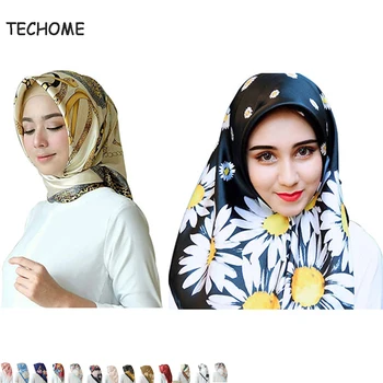Ženy Hidžáb Šatku Módne Imitácia Hodvábne Šatky Veľké Námestie Moslimská Šatka Vytlačiť Rôzne Farby Lady Šatka