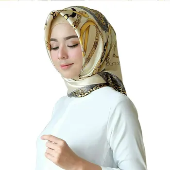 Ženy Hidžáb Šatku Módne Imitácia Hodvábne Šatky Veľké Námestie Moslimská Šatka Vytlačiť Rôzne Farby Lady Šatka