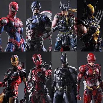 Play Arts Marvel Super Hero o 27 CM Deadpool Batman Iron Man, Wolverine Čierna Vdova Záľuby Model Akčná Hračka Údaje
