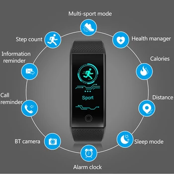 Inteligentný Náramok Nepremokavé Fitness Náramok Srdcového Tepu Smart Kapela Krokomer Činnosť Tracker Spánku Monitor Smart Hodinky