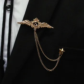 Doprava zadarmo Nové módne bežné mužov muž Európy a Spojených Štátov high-end koruny fringe corsage ženský anjel krídla brošňa