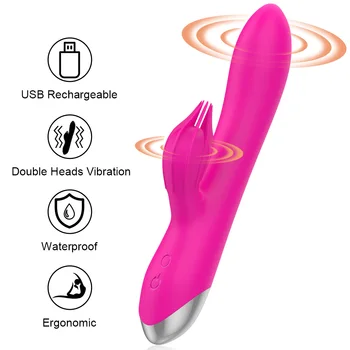 2 Motory 10 Rýchlosti sexuálnu Hračku pre Ženy, Ženská Masturbácia Klitorisu Stimuláciu G-bodu Rabbit Vibrátor Chargable Vibrátor, Dildo