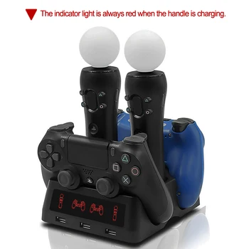 4 v 1 Nabíjací Dok Pre PS4 PS Move PS VR P4 Ovládač Nabíjačka Pre PS4 Slim/PS4 Pro Controller Stojan Pre Sony Playstation 4 Pro