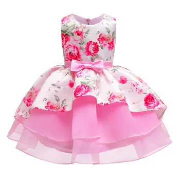 2020 Nové Princezná Strany Svadobné Šaty Pre Dievčatá Šaty Načechraný Tortu Šaty Flower Luk Ružová Fialová Deti Oblečenie Šaty Vestido