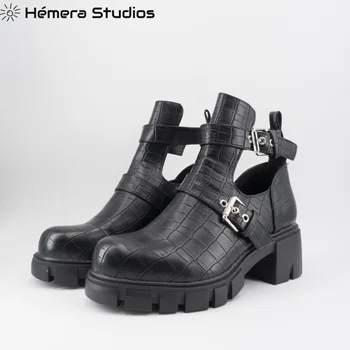 Hemera Studios Korisť Ženy 2020 zimné korisť s platformu jediným sledovať štýl punk topánky zviera tlače päty multicolor
