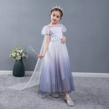Dievčatá Biela Elsa Šaty s Odnímateľným Plastovým detské Letné Syntetické Drahokamu Princezná Strany Frocks Dievča Halloween Oblečenie
