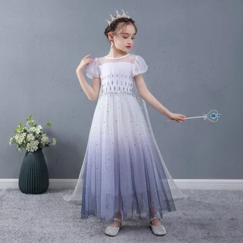 Dievčatá Biela Elsa Šaty s Odnímateľným Plastovým detské Letné Syntetické Drahokamu Princezná Strany Frocks Dievča Halloween Oblečenie