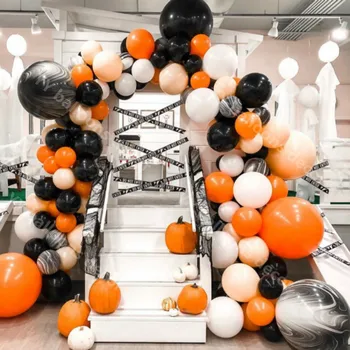 Halloween DIY Balóny Garland Auta Balón Dekor Arch Auta Achát Black Orange Latexové Balóny pre Halloween Party Domáce Dekorácie