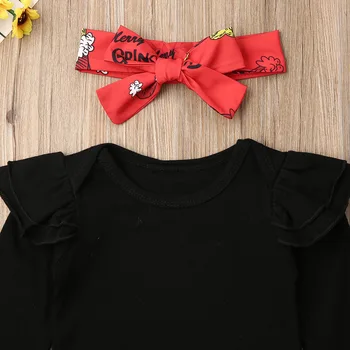 Dievča Oblečenie na Jeseň Roztomilý Batoľa, Dieťa Dievča Vianočné Oblečenie s Dlhým Rukávom Kombinézu + Cartoon Sukne+hlavový most 3ks Oblečenia