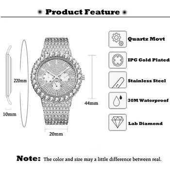MISSFOX pánske Quartz Hodinky Top Predaj Značky Luxury Diamond Quarz Strieborná Farba Hodinky Módne Nepremokavé Chronograf Hodiny