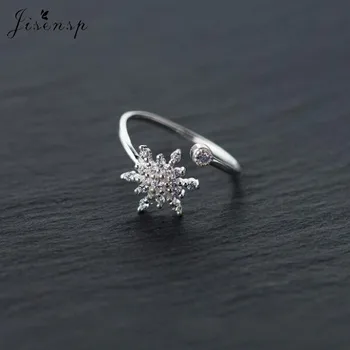 Jisensp Zimné Štýl Jednoduché Kreatívne Snowflake Prst Prsteň Reálne 925 Sterling Silver Ring Jemné Šperky pre Ženy, Dievčatá Strana Darček