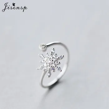 Jisensp Zimné Štýl Jednoduché Kreatívne Snowflake Prst Prsteň Reálne 925 Sterling Silver Ring Jemné Šperky pre Ženy, Dievčatá Strana Darček