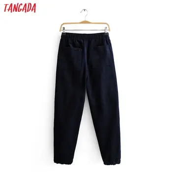 Tangada módne ženy fialová menčestrové nohavice nohavice strethy pás vrecká žena bežné nohavice pantalon JA43