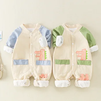 2020 Cute Baby Chlapci, Dievčatá Remienky Teplé Dlhý Rukáv Novorodenca Kombinézach Jeseň Zima Cartoon Dojčenské Oblečenie Batoľa Oblečenie