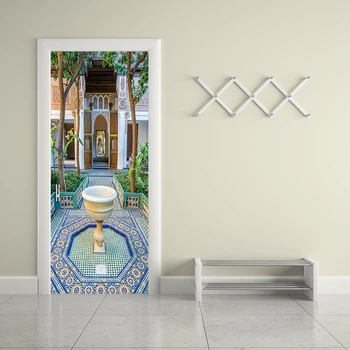 77*200 cm Jemný Dizajn Moslimov Architektúry Olej Paintting Nálepky na Stenu, Tapety Dvere Nálepky Domova