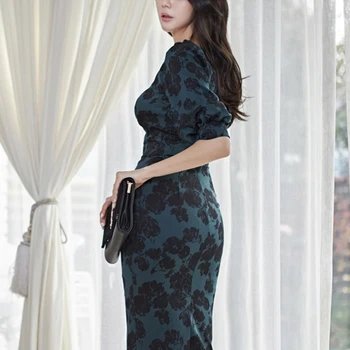 H Han Kráľovná kórejský Úrad Lady Slim Elegantné Ceruzka Šaty Žien Skoro na Jar Plášť Bodycon Šaty OL Formálne Business Vestidos
