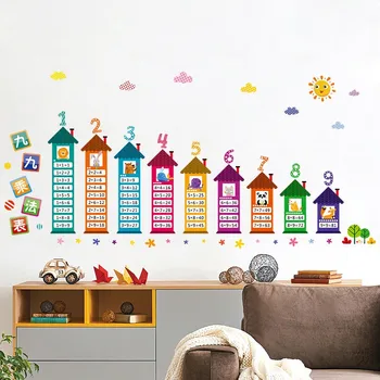 90x60cm DIY detské Nálepky na stenu pre deti izba dekorácie, Nálepky Násobenie Tabuľka Abecedy samolepky na stenu nástenná maľba