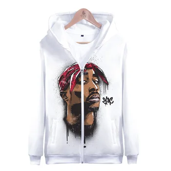 2pac 3D Kapucňou, Zimné Mens Bundy a Coats Tupac Amaru Shakur Hip Hop Streetwear Vrecko so Zipsom Pulóver s Kapucňou Mikiny