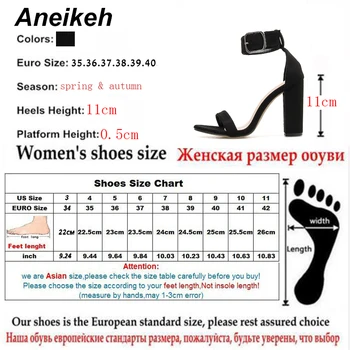 Aneikeh 2019 Stádo Topánky Ženy Sandále Na Vysokom Opätku Lete Členok Popruh Námestie Päty Módne Sandále Čerpadlá Dropshipping Veľkosť 35-42