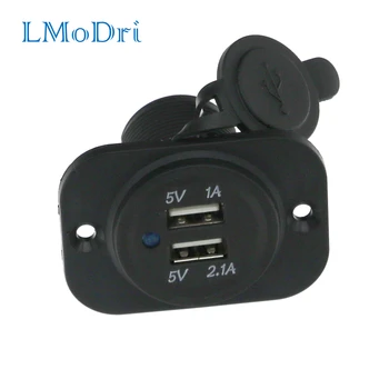 LMoDri Univerzálny 12V Motocykel Nepremokavé Dual Port USB Nabíjačku Zásuvky Zásuvky 1A 2.1 S Montážnou Doskou