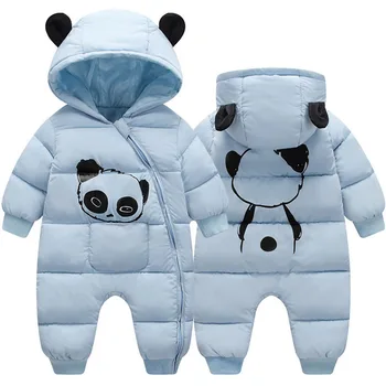 Dieťa chlapec dievča Oblečenie, Nové narodený v Zime panda s Kapucňou Remienky Hrubé Bavlnené Oblečenie Jumpsuit Deti Kostým batoľa romper