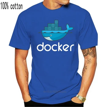 Cool Docker Logo T Shirt Mužov Priedušnej Bavlny T-shirts Posádky Krku, Krátke Rukávy Tees Počítačový Geek Programátor Tričko