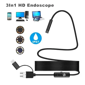 5,5 mm Micro USB Typ-c, USB, 3-v-1 Počítač Endoskopu Borescope Trubice Nepremokavé USB Inšpekcie Video Kamera Pre Android