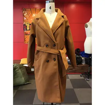 Leiouna Dlhý Rukáv Pevné Vintage Voľné 2020 Nové Módne Ženy Kórejský Pás Coats Základné Kabát Zime Teplé Nadrozmerná Outwear