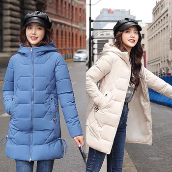 Cotday Hrubé Úplné Bežné Dlhý Zips Kórejský Módne Ženy Zime Teplá Bunda Žena Wear Coats Bavlna Parkas
