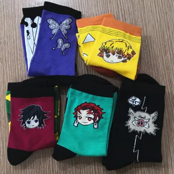 Anime Démon Vrah Kimetsu č Yaiba Kamado Tanjirou Kochou Shinobu Ponožky Vyšívať Cartoon Členkové Ponožky Tvorivé Ponožka