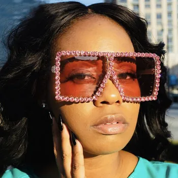 Luxusné Módne Crystal Drahokamu Nadrozmerné Okuliare Ženy Candy Odtiene Námestie Slnečné Okuliare Big Rám Ženské Okuliare UV400