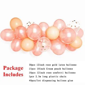 1set Latex Rose Gold Balón Garland Reťazca Gumové Balóny Arch Pozadie Baby Sprcha Pozadí Svadobné Party Dekorácie