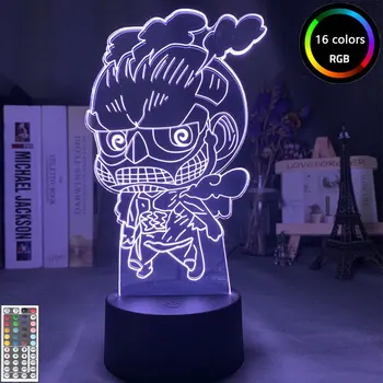 Útok na Titan Obrázok Eren Jaeger Obrie Anime Nočné Svetlo LED Deti Nočné Lampy, Spálňa Chlapci 3D Darček Lampa pre Domáce Dekorácie