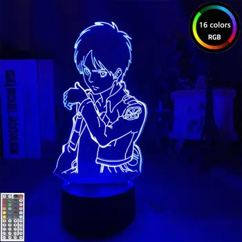 Útok na Titan Obrázok Eren Jaeger Obrie Anime Nočné Svetlo LED Deti Nočné Lampy, Spálňa Chlapci 3D Darček Lampa pre Domáce Dekorácie