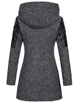 Ženy Zimný Kabát S Kapucňou Jeseň Zips Slim Vrchné Oblečenie Jarné Módne Patchwork Čierna Žena Teplé Vetru Zvrchníky