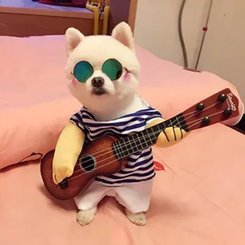 Pet, Pes, Mačka Zábavné Halloween Oblečenie Krásne Cosplay Oblečenie Gitara Pet Kostým Priedušné, Odolné Šteňa Oblečenie