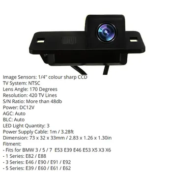 HD CCD Auto parkovacia Kamera pre BMW 3/5/7 Série E53 E39 E46 E53 X5 X3 X6Reversing Zálohy Parkovanie Vodotesný Fotoaparát