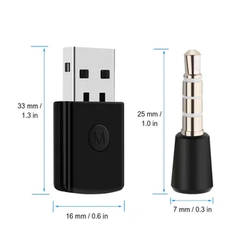 3,5 mm Bluetooth 4.0 + EDR USB Bluetooth Dongle Najnovšiu Verziu USB Adaptér pre PS4 Stabilný Výkon pre Bluetooth Headsety