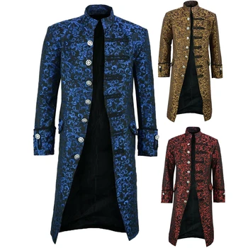Nové pánske Vintage Tailcoat Bunda Gotický Steampunk Dlhý Rukáv Bundy Viktoriánskej Šaty Bunda Halloween Bežné Tlačidlo Oblečenie