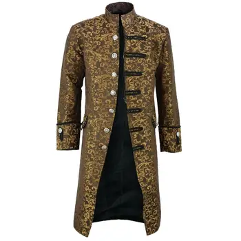 Nové pánske Vintage Tailcoat Bunda Gotický Steampunk Dlhý Rukáv Bundy Viktoriánskej Šaty Bunda Halloween Bežné Tlačidlo Oblečenie