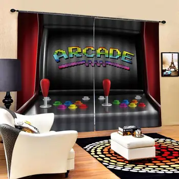 Vlastnú veľkosť Vtipné Video hry Hry 3D Okna Záclony Na Obývacia Izba, Spálňa hra záclony Luxusné Blackout Závesy