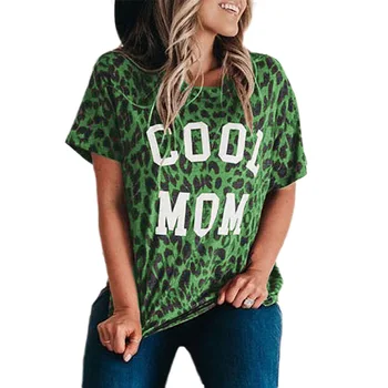2020 NOVÉ COOL MAMA List Leopard Vytlačené Krátky Rukáv T-shirt Ženy Móda Horúce Letné Voľné Tee 2020 NOVÉ Sexy T-shirt mama shir
