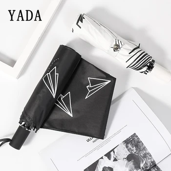 YADA IN Black&White Paper Plane Zastrešujúca Papiera Lietadlo Skladacie Dáždniky Pre Ženy, UV žiareniu, Vetru Daždivé Dáždnik Parasol YD244