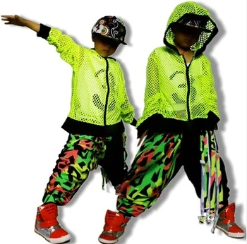 Deti Nohavice Módne Hip Hop Tepláky Jazz tanečných kostýmov, neónové farby patchwork farebný blok hárem nohavice hiphop športové nohavice
